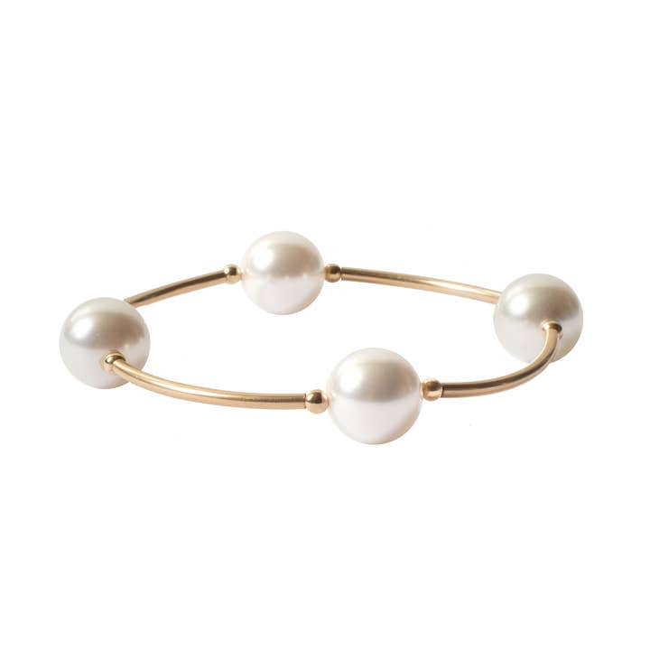 White Blessing Bracelet with Gold Tubes