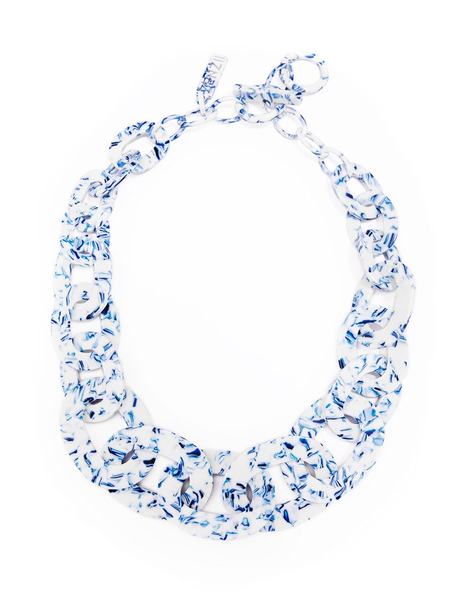 Azure Marbled Link Necklace