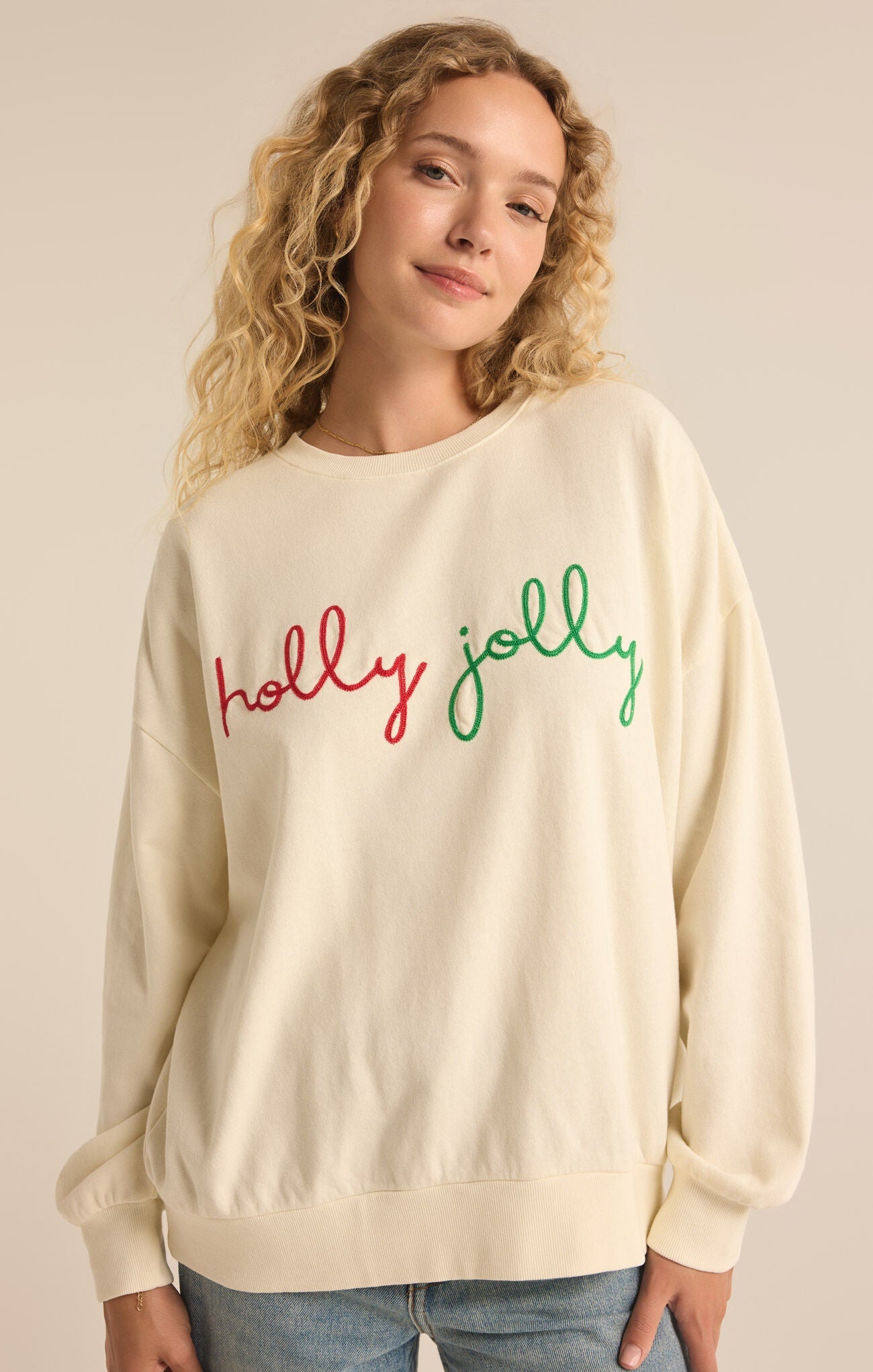 Holly Sunday Sweatshirt - Sea Salt