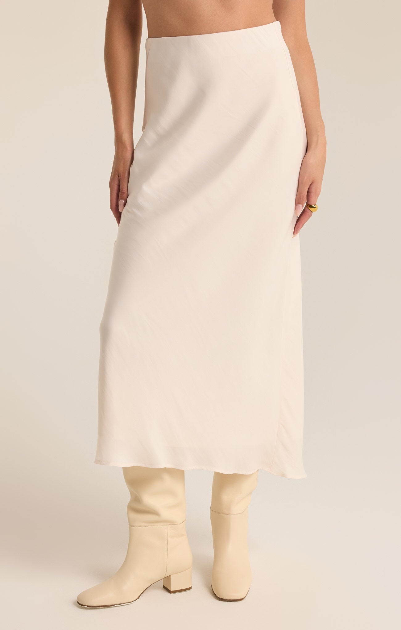 Europa Poly Sheen Skirt - Sea Salt